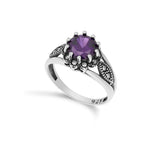 Anillo Delicado, Plata 925 bañada en rodio, Zirconia cúbica artificial, Marcasita artificial