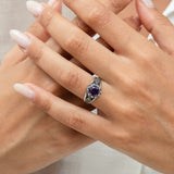 Anillo Delicado, Plata 925 bañada en rodio, Zirconia cúbica artificial, Marcasita artificial