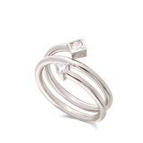 Anillo Delicado, Plata 925 bañada en rodio, Zirconia cúbica artificial