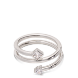Anillo Delicado, Plata 925 bañada en rodio, Zirconia cúbica artificial