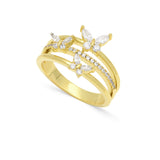 Anillo Delicado, Bañado en oro, Zirconia cúbica artificial