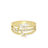 Anillo Delicado, Bañado en oro, Zirconia cúbica artificial