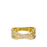 Anillo Delicado, Bañado en oro, Zirconia cúbica artificial