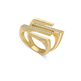 Anillo de Declaración, Bañado en oro, Zirconia cúbica artificial