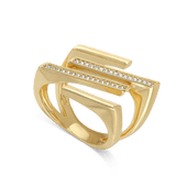 Anillo de Declaración, Bañado en oro, Zirconia cúbica artificial