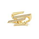 Anillo de Declaración, Bañado en oro, Zirconia cúbica artificial