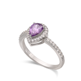 Anillo Delicado, Plata 925 bañada en rodio, Zirconia cúbica artificial