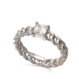 Anillo Delicado, Plata 925 bañada en rodio, Zirconia cúbica artificial