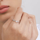 Anillo Delicado, Plata 925 bañada en rodio, Zirconia cúbica artificial
