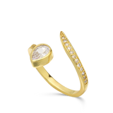 Anillo Delicado, Bañado en oro, Zirconia cúbica artificial