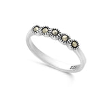 Anillo Delicado, Plata 925 bañada en rodio, Marcasita artificial