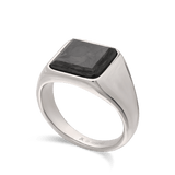 anillo de hombre, Acero inoxidable, Ágata artificial