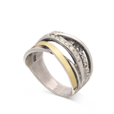 Anillo Delicado, Plata 925 con oro 9k, Zirconia cúbica artificial