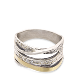Anillo Delicado, Plata 925 con oro 9k, Zirconia cúbica artificial