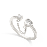 Anillo Delicado, Plata 925 bañada en rodio, Zirconia cúbica artificial