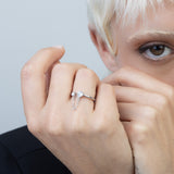 Anillo Delicado, Plata 925 bañada en rodio, Zirconia cúbica artificial