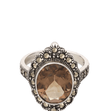 Anillo de Declaración, Plata 925 bañada en rodio, Zirconia cúbica artificial, Marcasita artificial