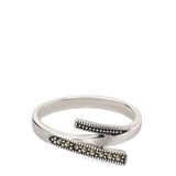 Anillo Delicado, Plata 925 bañada en rodio, Marcasita artificial