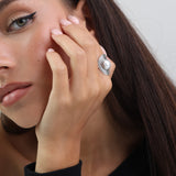 Anillo de Declaración, Plata de Ley 925, Perla Swarovski artificial