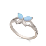 Anillo Delicado, Plata 925 bañada en rodio, Zirconia cúbica artificial, Ópalo artificial
