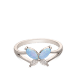 Anillo Delicado, Plata 925 bañada en rodio, Zirconia cúbica artificial, Ópalo artificial