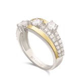 Anillo Delicado, Plata 925 con oro 9k, Zirconia cúbica artificial