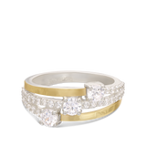 Anillo Delicado, Plata 925 con oro 9k, Zirconia cúbica artificial