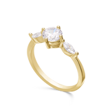 Anillo Delicado, Bañado en oro, Zirconia cúbica artificial