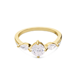 Anillo Delicado, Bañado en oro, Zirconia cúbica artificial