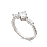 Anillo Delicado, Plata 925 bañada en rodio, Zirconia cúbica artificial