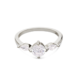 Anillo Delicado, Plata 925 bañada en rodio, Zirconia cúbica artificial