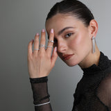 Anillo Delicado, Plata 925 bañada en rodio, Zirconia cúbica artificial