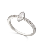 Anillo Delicado, Plata 925 bañada en rodio, Zirconia cúbica artificial