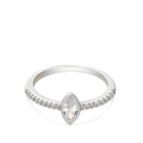 Anillo Delicado, Plata 925 bañada en rodio, Zirconia cúbica artificial