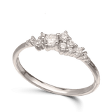 Anillo Delicado, Plata 925 bañada en rodio, Zirconia cúbica artificial