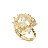 Anillo de Declaración, Bañado en oro, Zirconia cúbica artificial