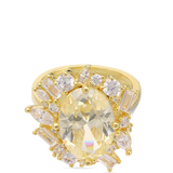 Anillo de Declaración, Bañado en oro, Zirconia cúbica artificial