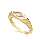 Anillo Delicado, Bañado en oro, Zirconia cúbica artificial