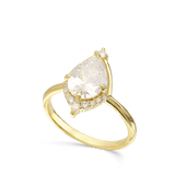 Anillo Delicado, Bañado en oro, Zirconia cúbica artificial