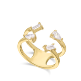 Anillo de Declaración, Bañado en oro, Zirconia cúbica artificial