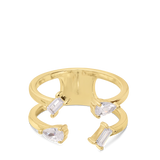 Anillo de Declaración, Bañado en oro, Zirconia cúbica artificial