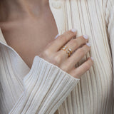 Anillo de Declaración, Bañado en oro, Zirconia cúbica artificial