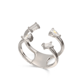 Anillo de Declaración, Plata 925 bañada en rodio, Zirconia cúbica artificial