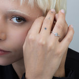 Anillo Delicado, Plata 925 bañada en rodio, Zirconia cúbica artificial