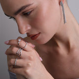 Anillo Delicado, Plata 925 bañada en rodio, Zirconia cúbica artificial