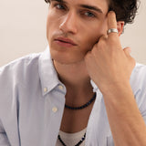 anillo de hombre, Acero inoxidable, Zirconia cúbica artificial