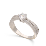 Anillo Delicado, Plata 925 bañada en rodio, Zirconia cúbica artificial