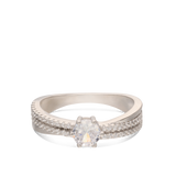 Anillo Delicado, Plata 925 bañada en rodio, Zirconia cúbica artificial