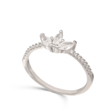 Anillo Delicado, Plata 925 bañada en rodio, Zirconia cúbica artificial