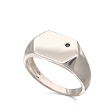 anillo de hombre, Plata 925 bañada en rodio, Zirconia cúbica artificial
